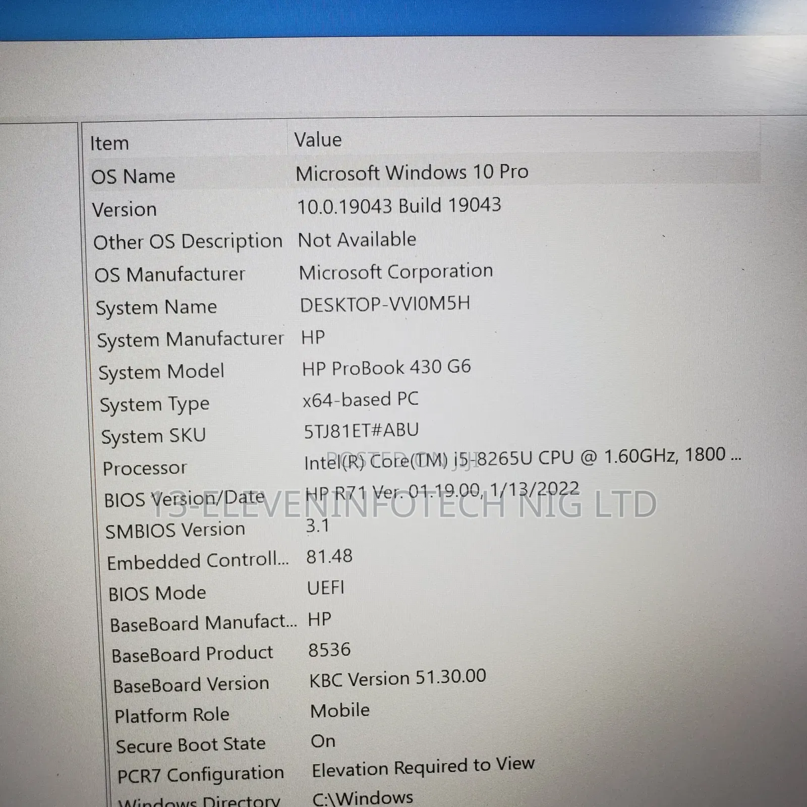 Laptop HP ProBook 430 G6 8GB Intel Core I5 SSD 256GB