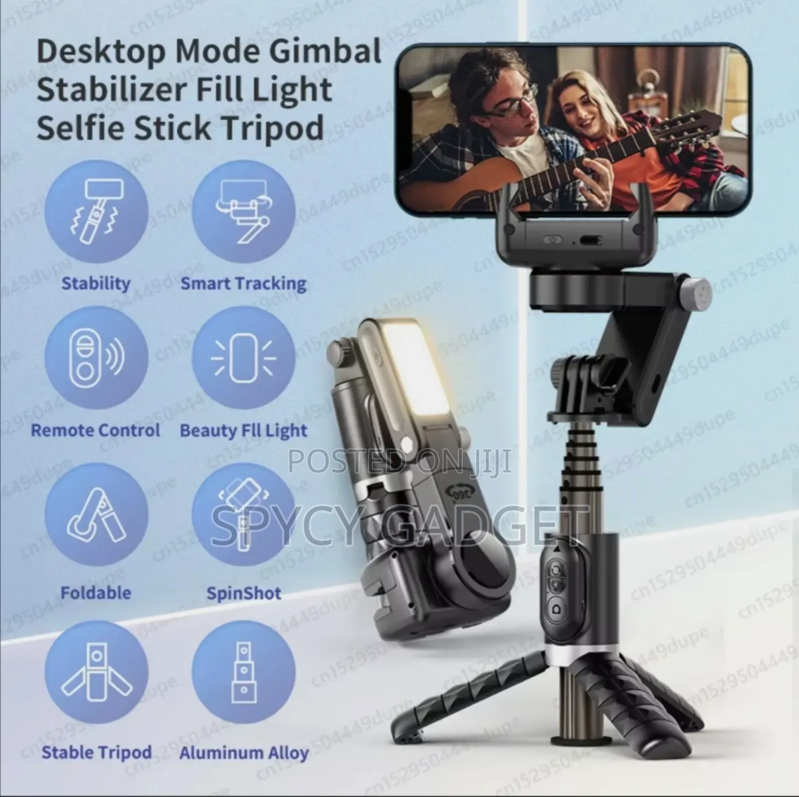 Gimbal Stabilizer Q18 Tripod Smart Tracking 360 Light