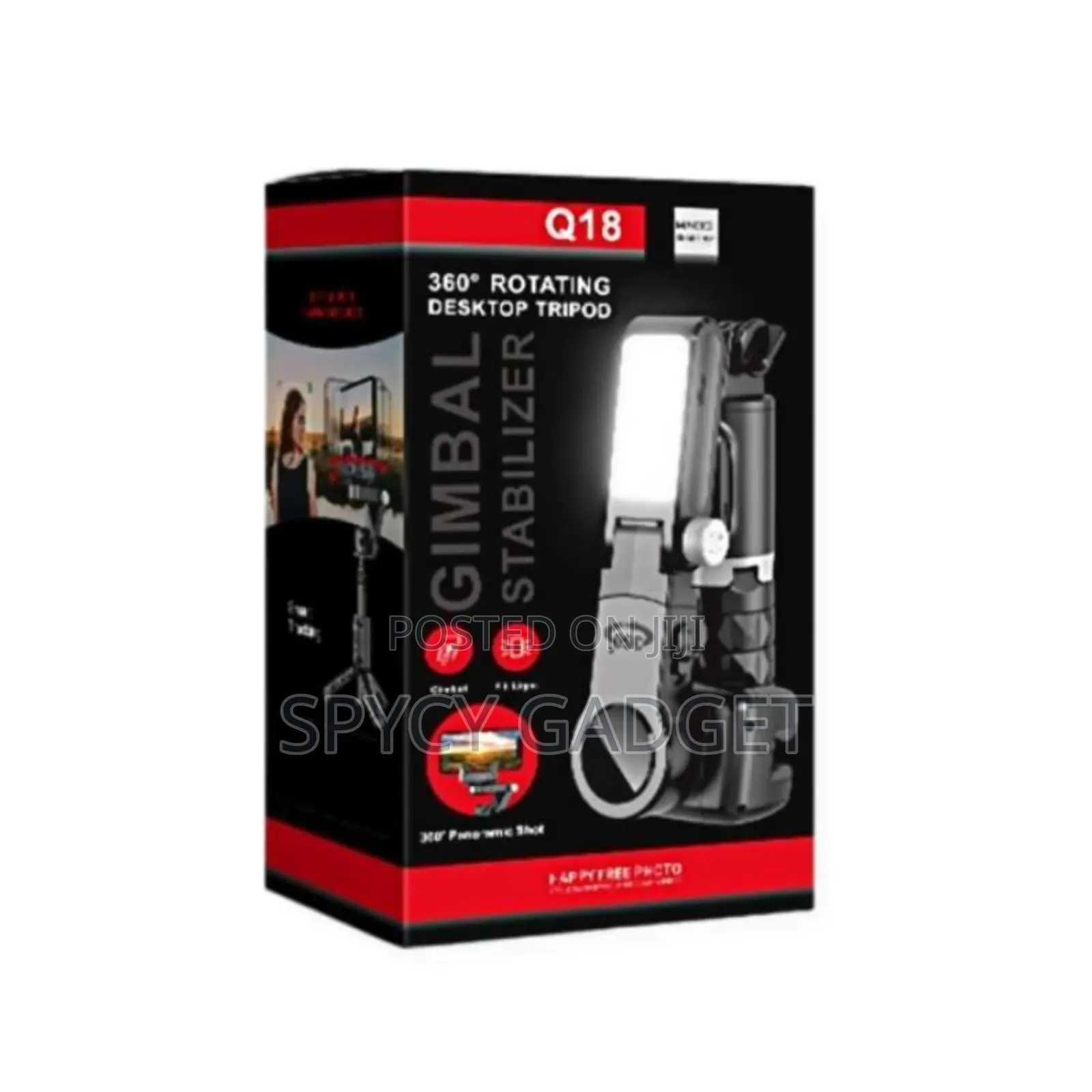 Gimbal Stabilizer Q18 Tripod Smart Tracking 360 Light
