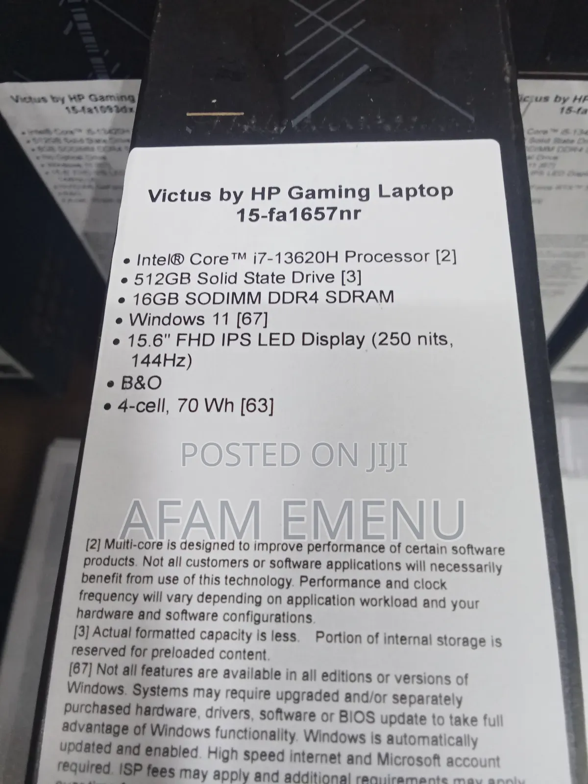 New Laptop HP Victus 15 16GB Intel Core I7 SSD 16 GB
