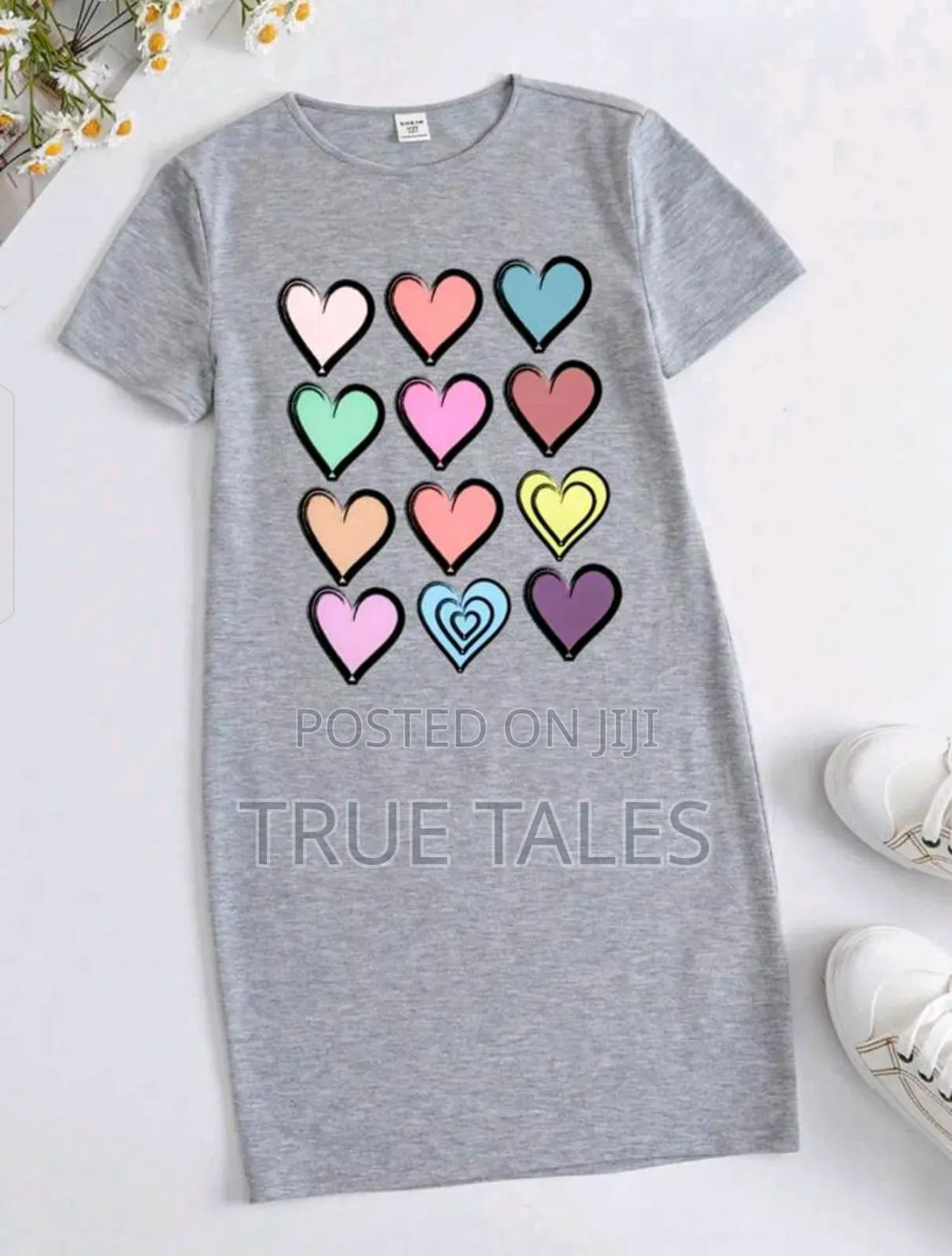 Ash/Grey Girls' Multi Love Design Snug Dress
