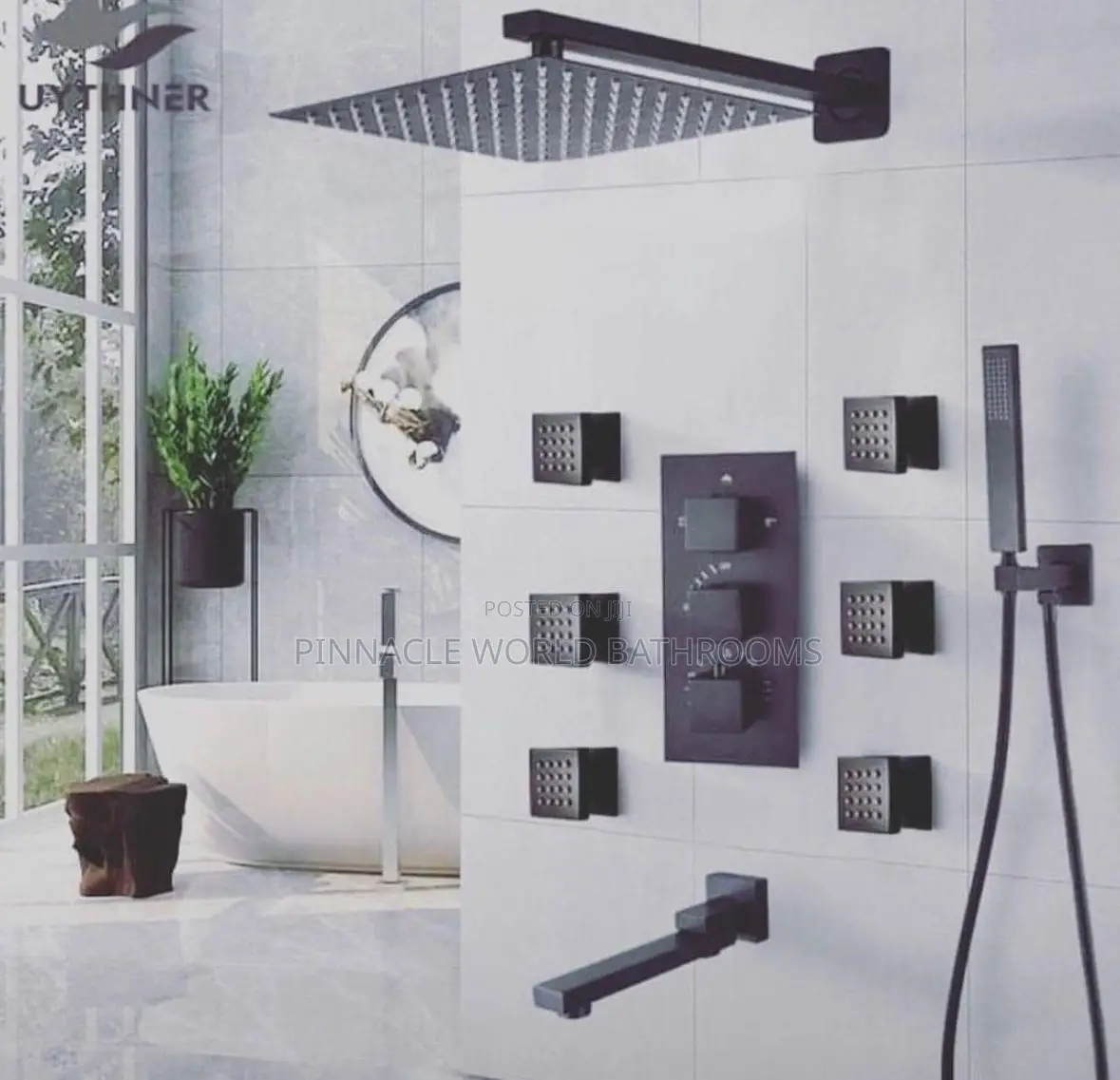 Executive England Black 6ways Jet Conduit Wall Showers