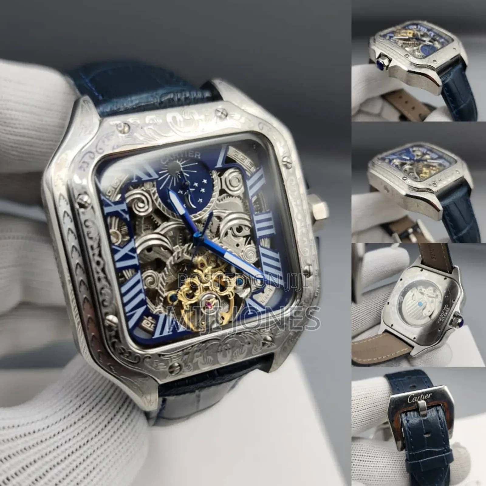 Automatic Cartier Santos De Large Model Deep Blue Strap