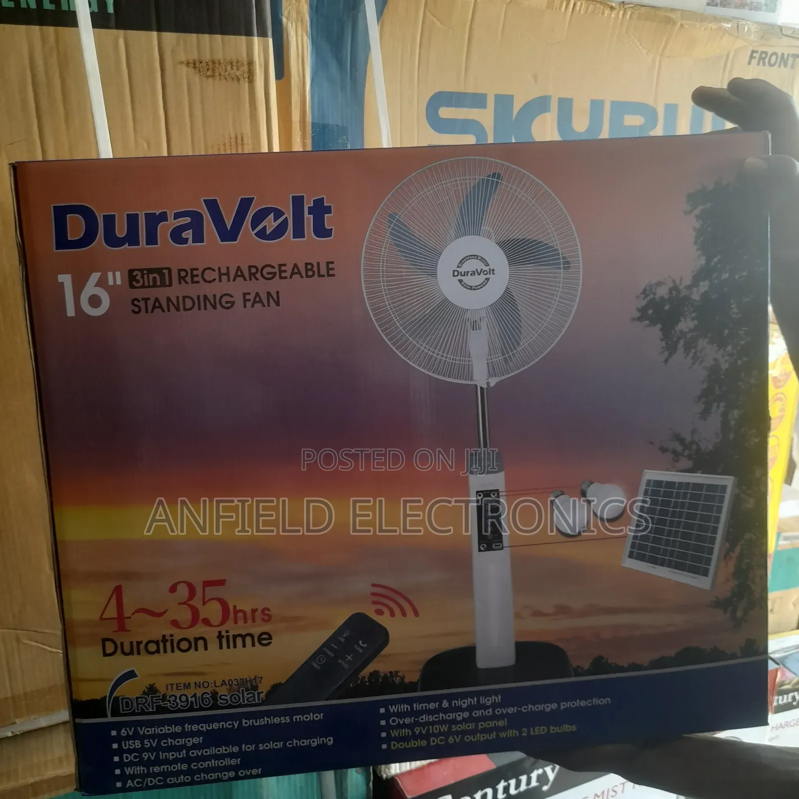 Duravolt Solar Rechargeable Fans