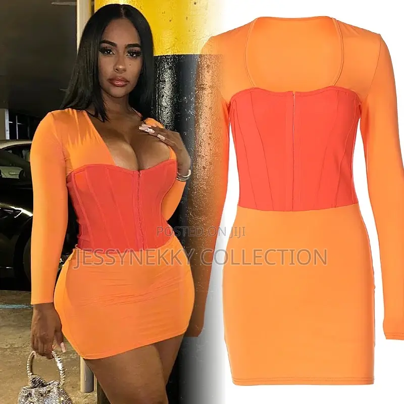 Quality Luxury Orange Bodycon Gown