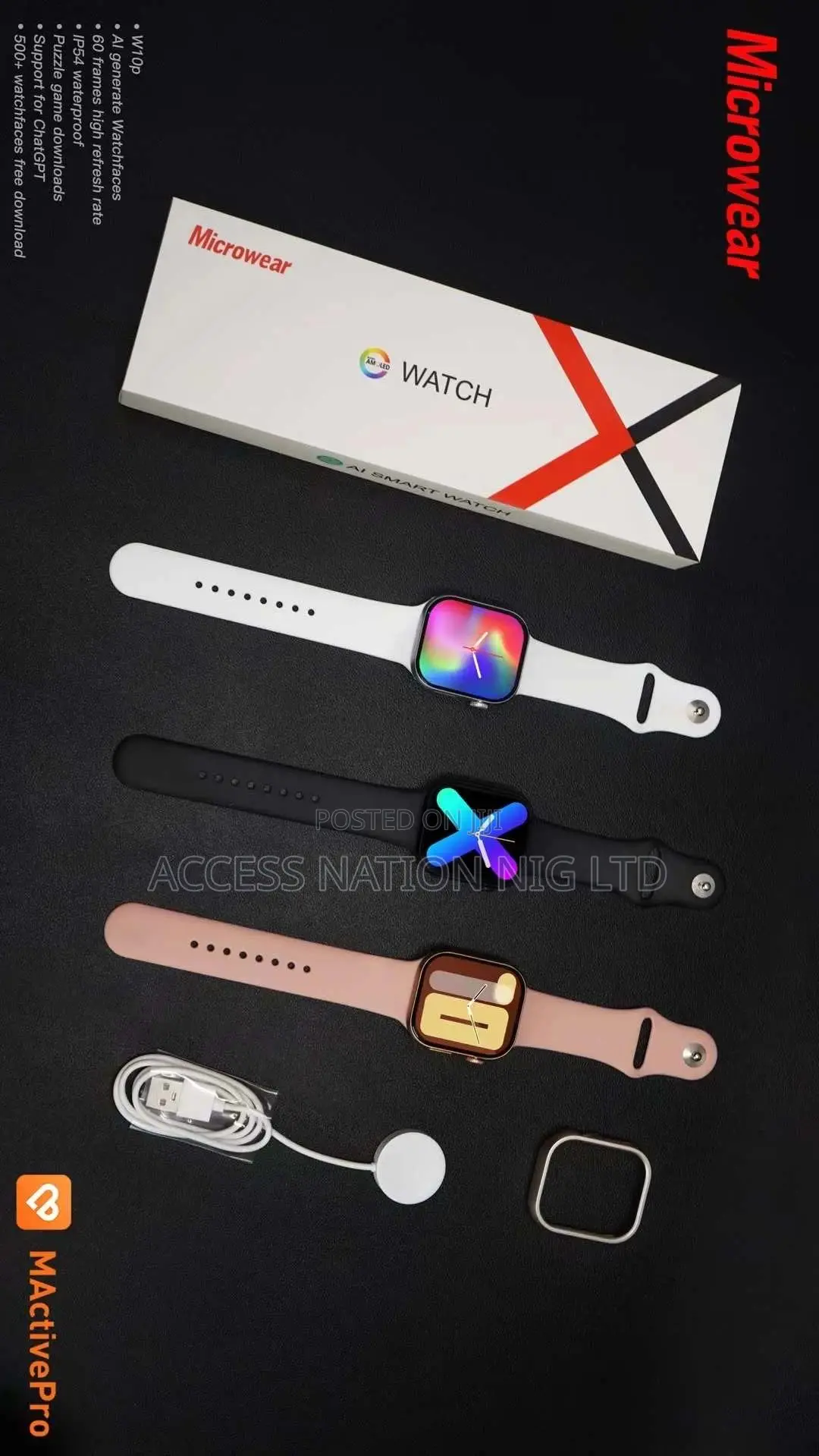 Microwear Amoled W10 Pro Whatsapp Replyseries 10 Chatgpt 1gb