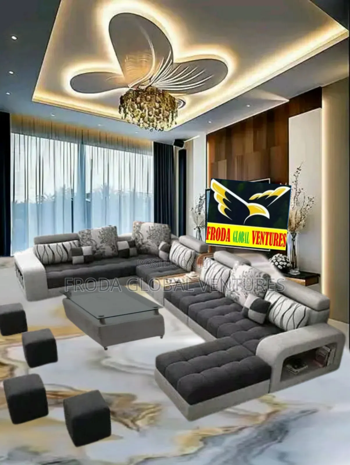 U-Shape Sofa Set. Classic Living Room Furniture