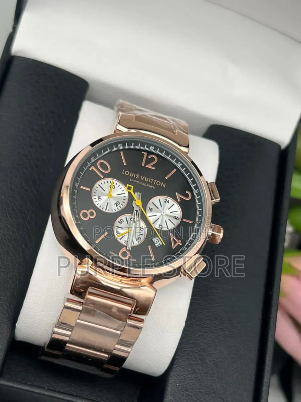 Louis Vuitton LV Chronograph Wristwatch Rosegold