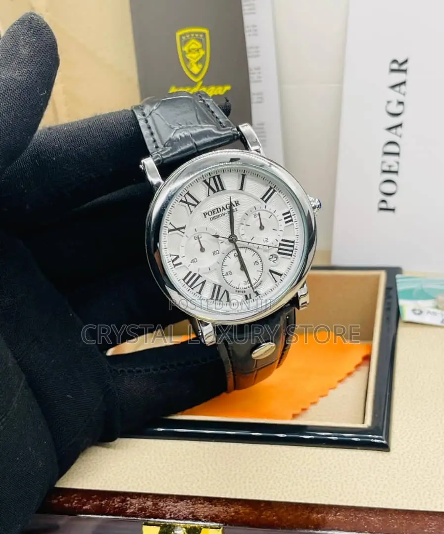 Poedagar Quality Men Genuine Leather Wristwatch