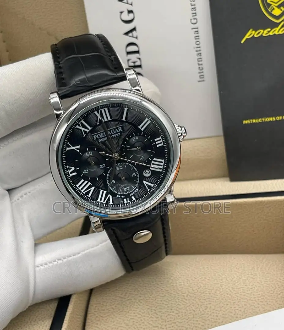Poedagar Quality Men Genuine Leather Wristwatch