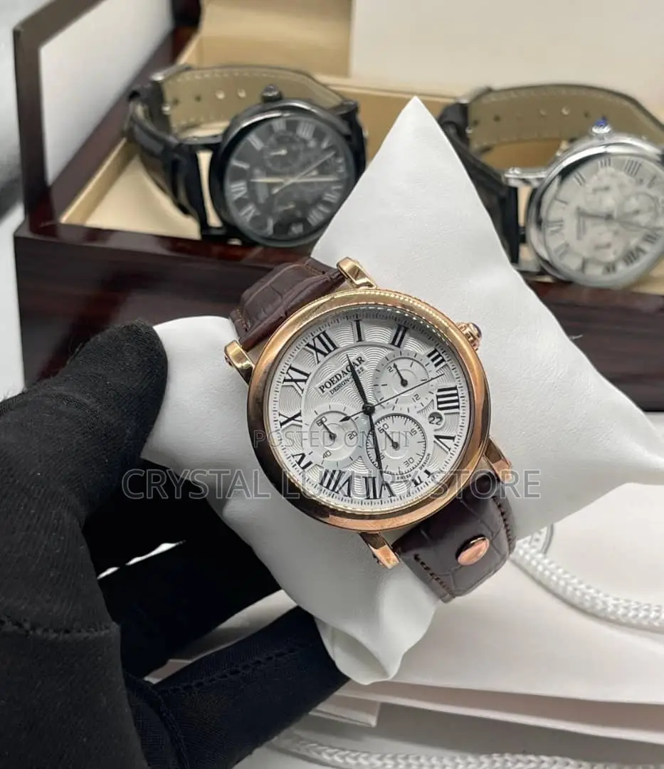 Poedagar Quality Men Genuine Leather Wristwatch