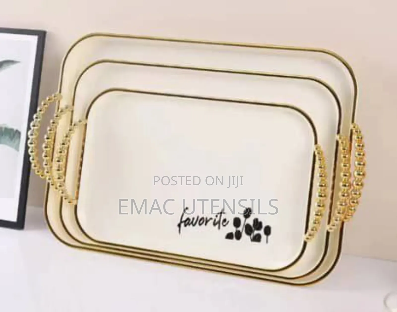Classic 3piecs Serving Tray With Double Handle