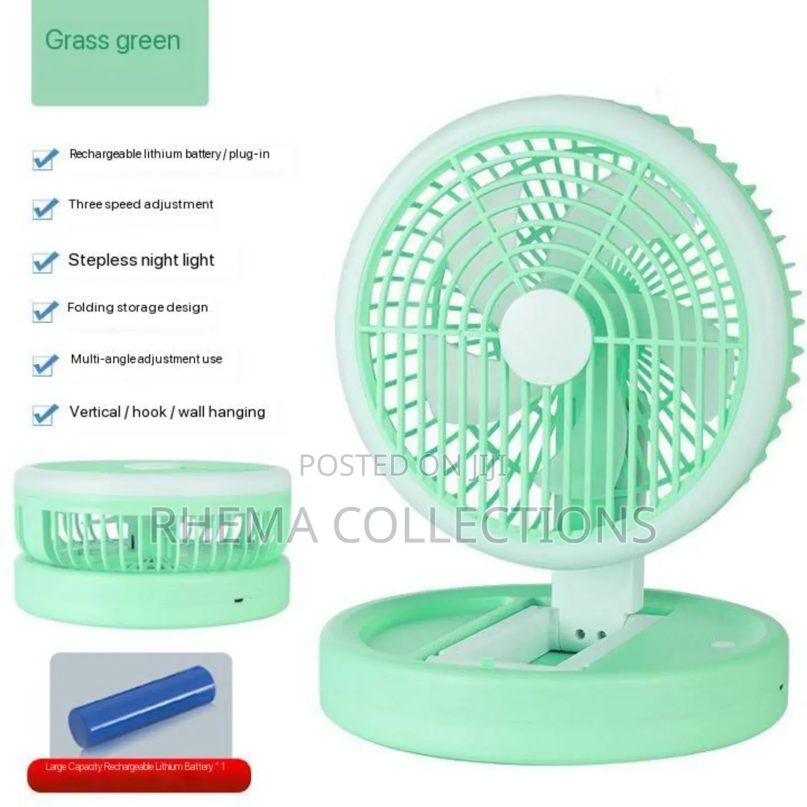 Jk-F Foldable Rechargeable Table Fan With LED Light