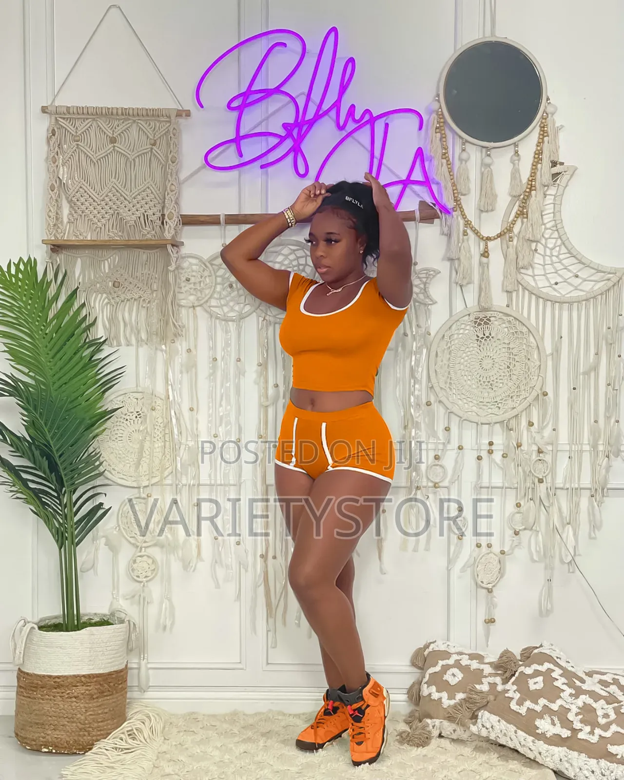 Women Two Pieces Sports Crop Top Biker Shorts Sets