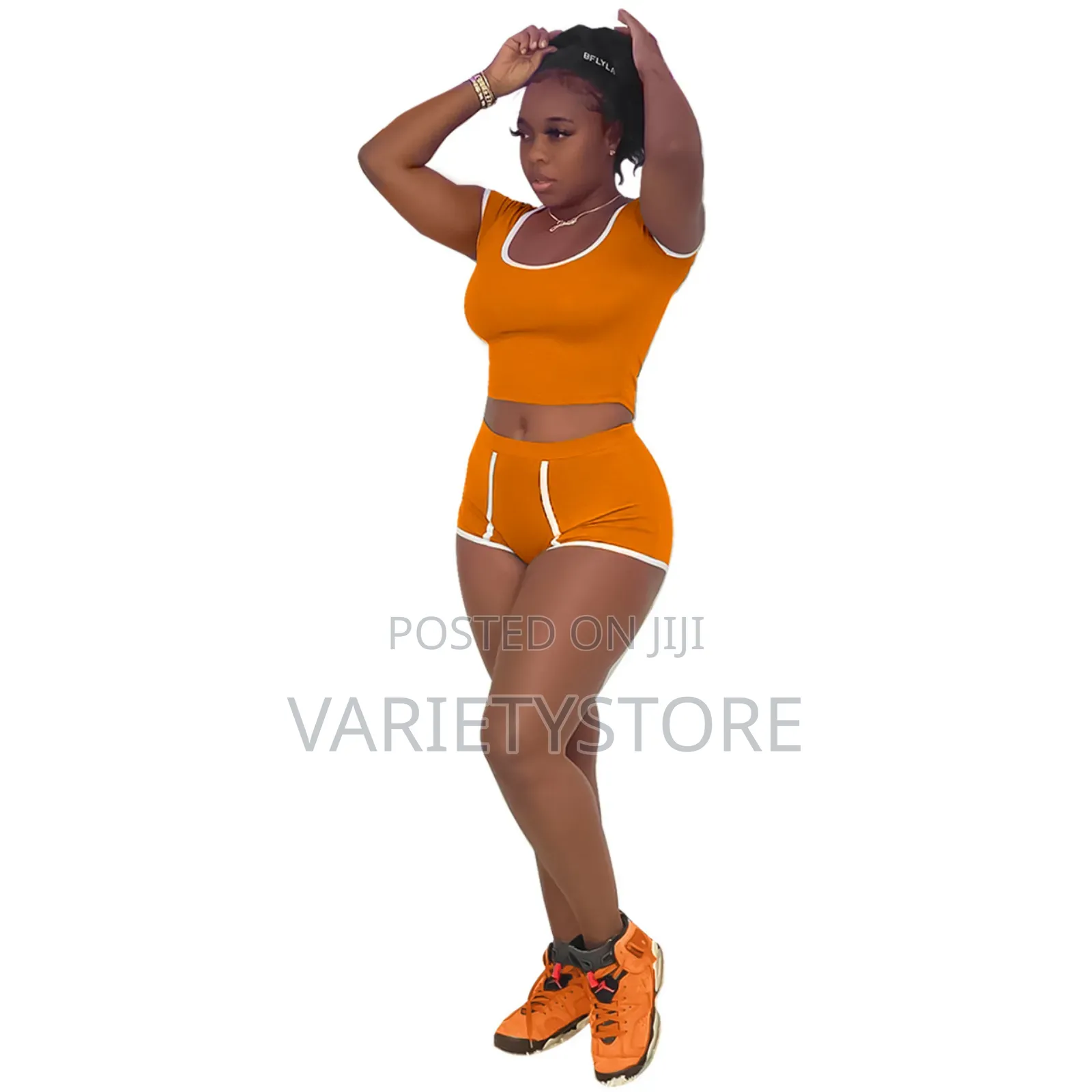 Women Two Pieces Sports Crop Top Biker Shorts Sets