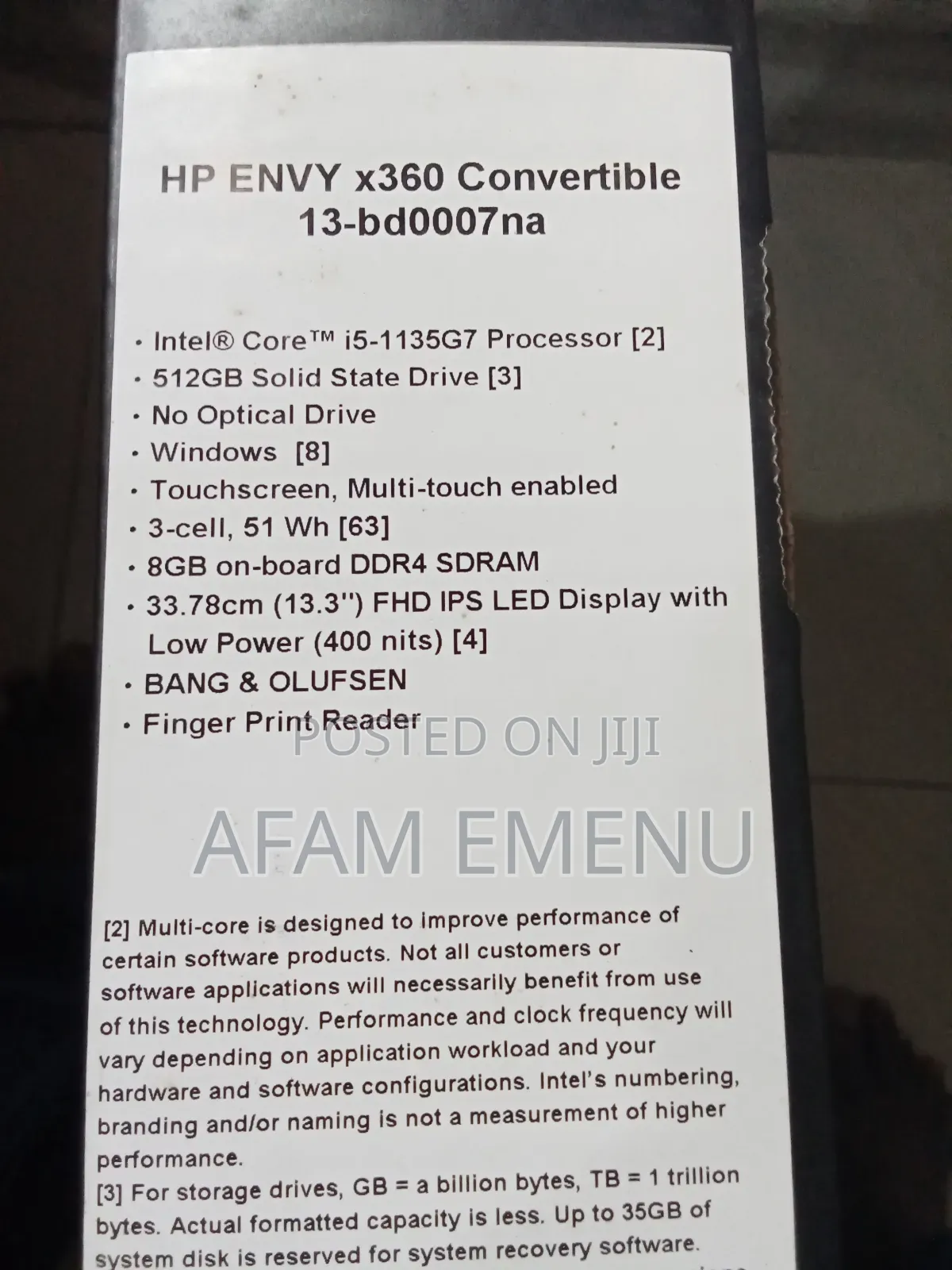 New Laptop HP Envy 13 8GB Intel Core I5 SSD 512GB