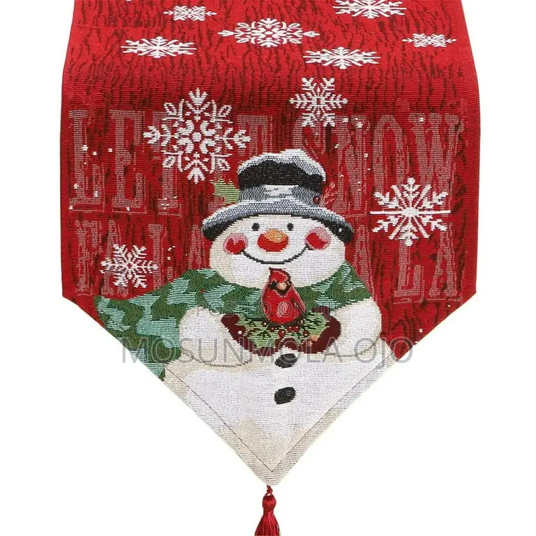Christmas Snowman Embroidery Table Runner Home Decoration