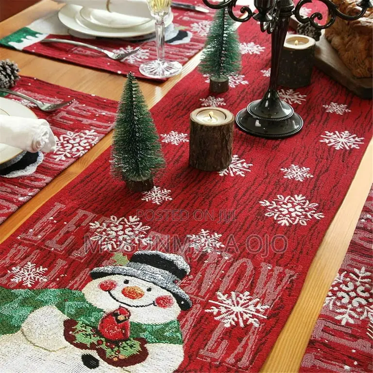 Christmas Snowman Embroidery Table Runner Home Decoration