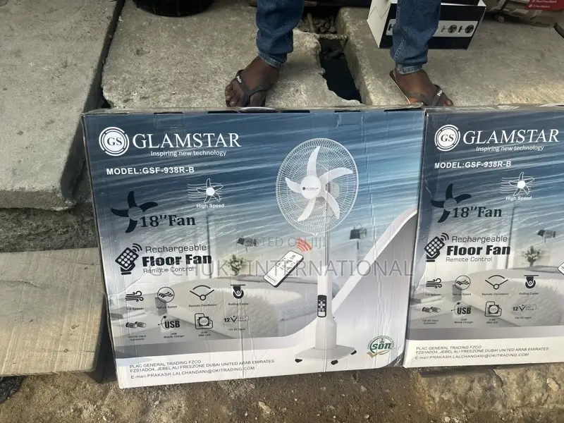 Glamstar 18inch Rechargeable Standing Fan