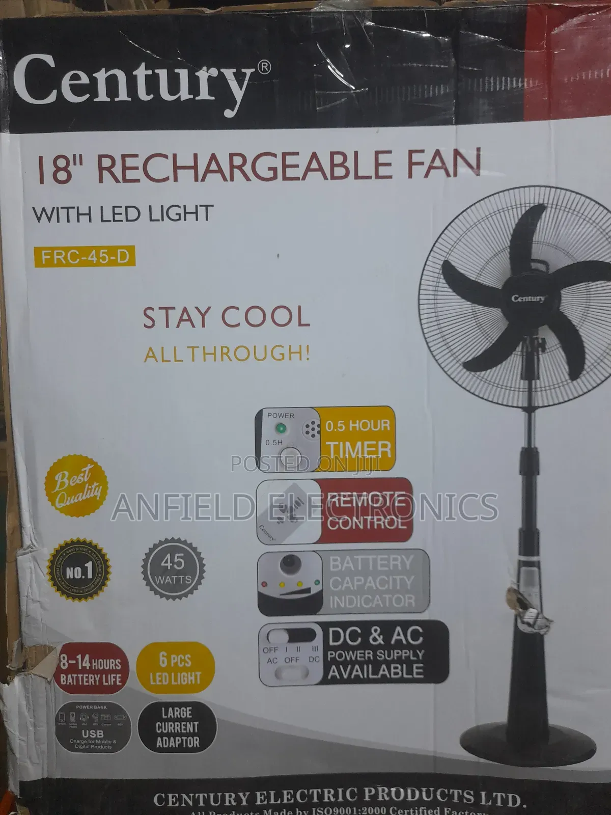 18 Inches Rechargeable Standing Fan