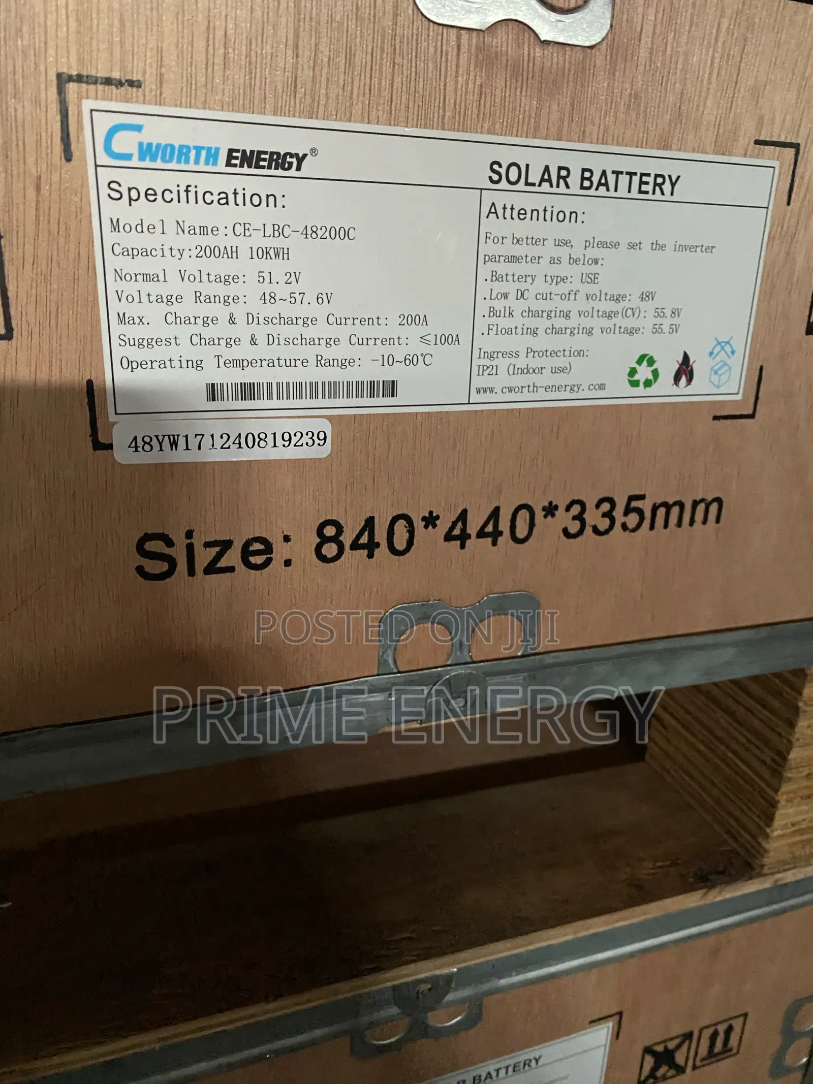Cworth Energy 10kwh 51.2v Solar Lithium Battery