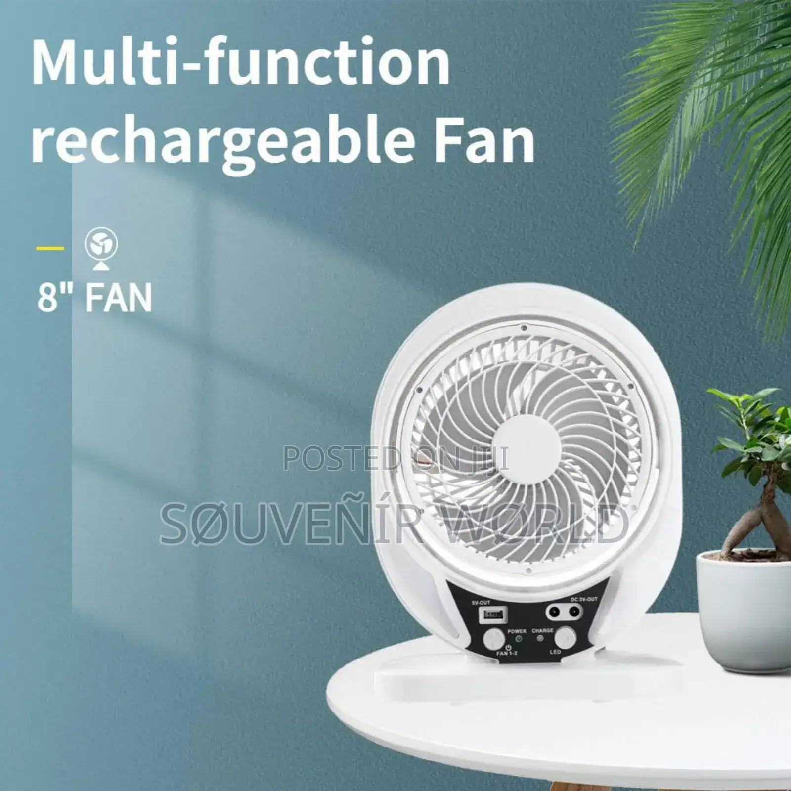 8 Inches Multifunctional Rechargeable Solar Fan