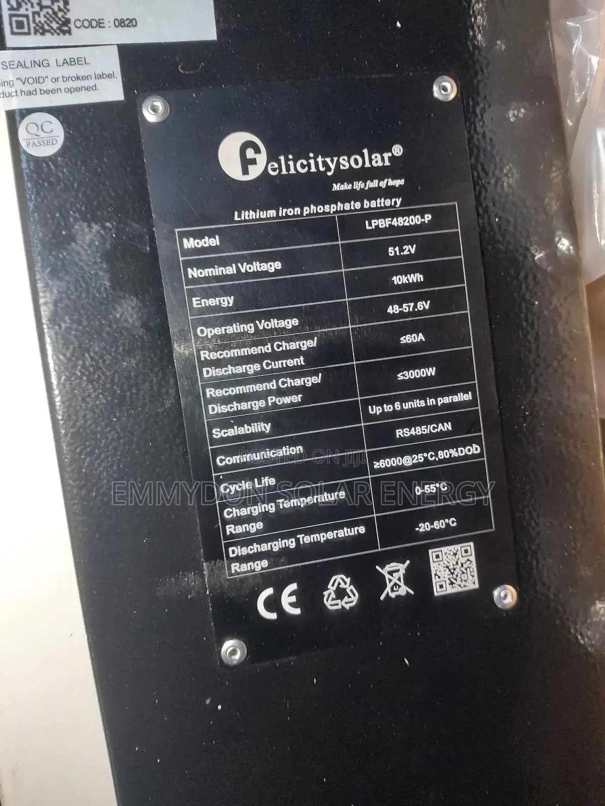 Original Felicity Lithium Iron Battery 10kwh 51.2v