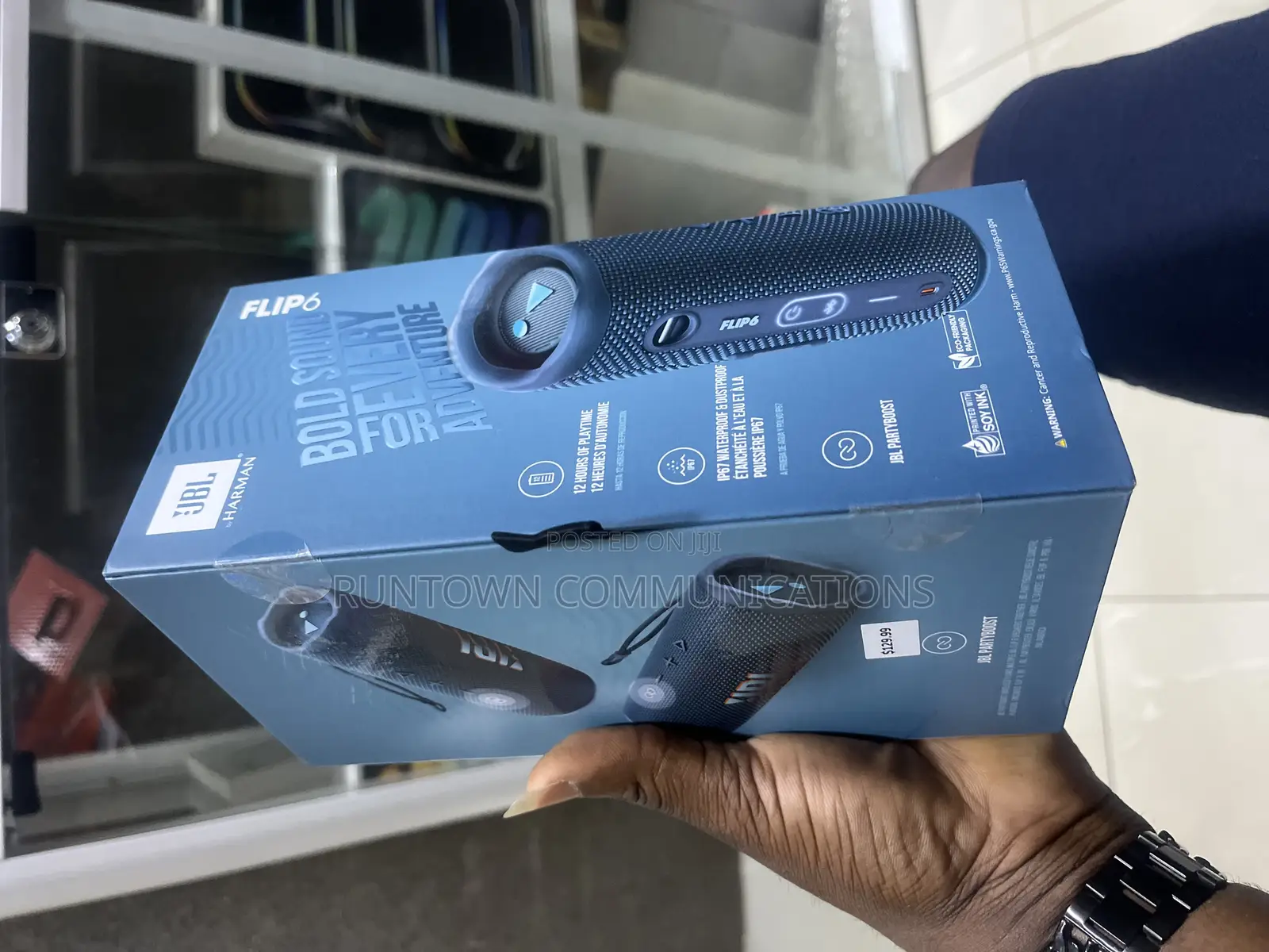 JBL Flip 6 Portable Waterproof Bluetooth Speaker (Blue)