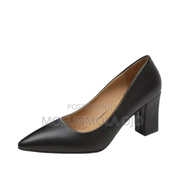 Style Fashion High Heel Pointed Toe Thick Black Shoe - 40
