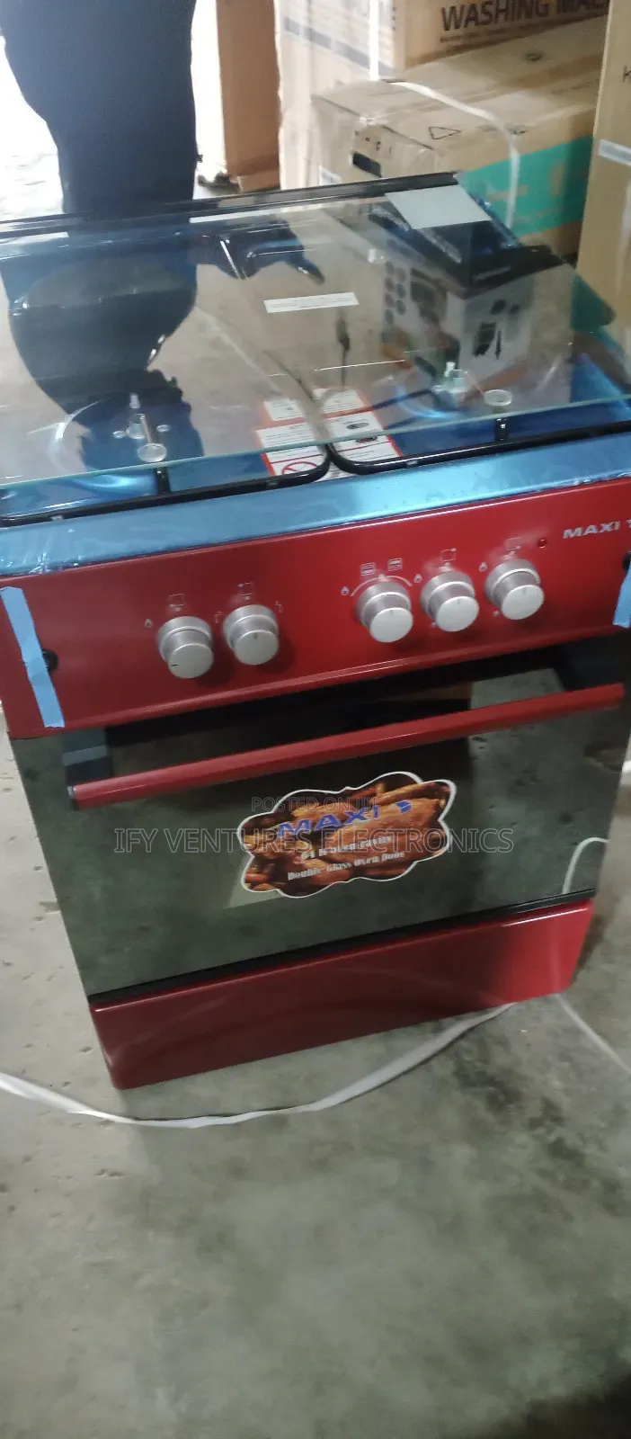 3+1 Maxi Gas Cooker, Red Color, 60*60cm