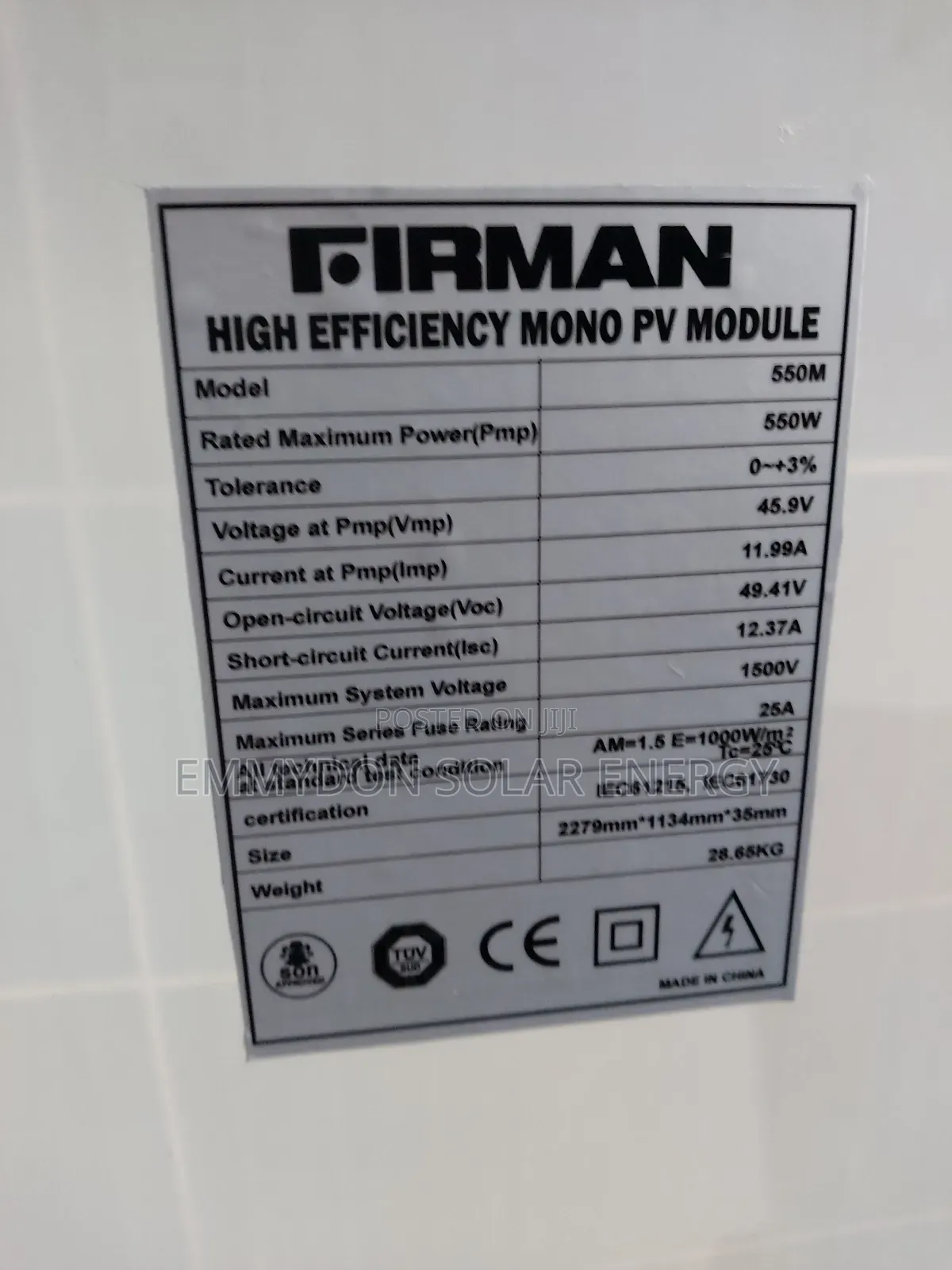 Firmam Solar Panel 550watt Half Cute