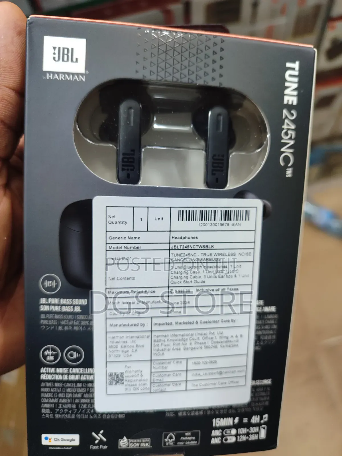 JBL Tune 245nc Bluetooth Earbuds