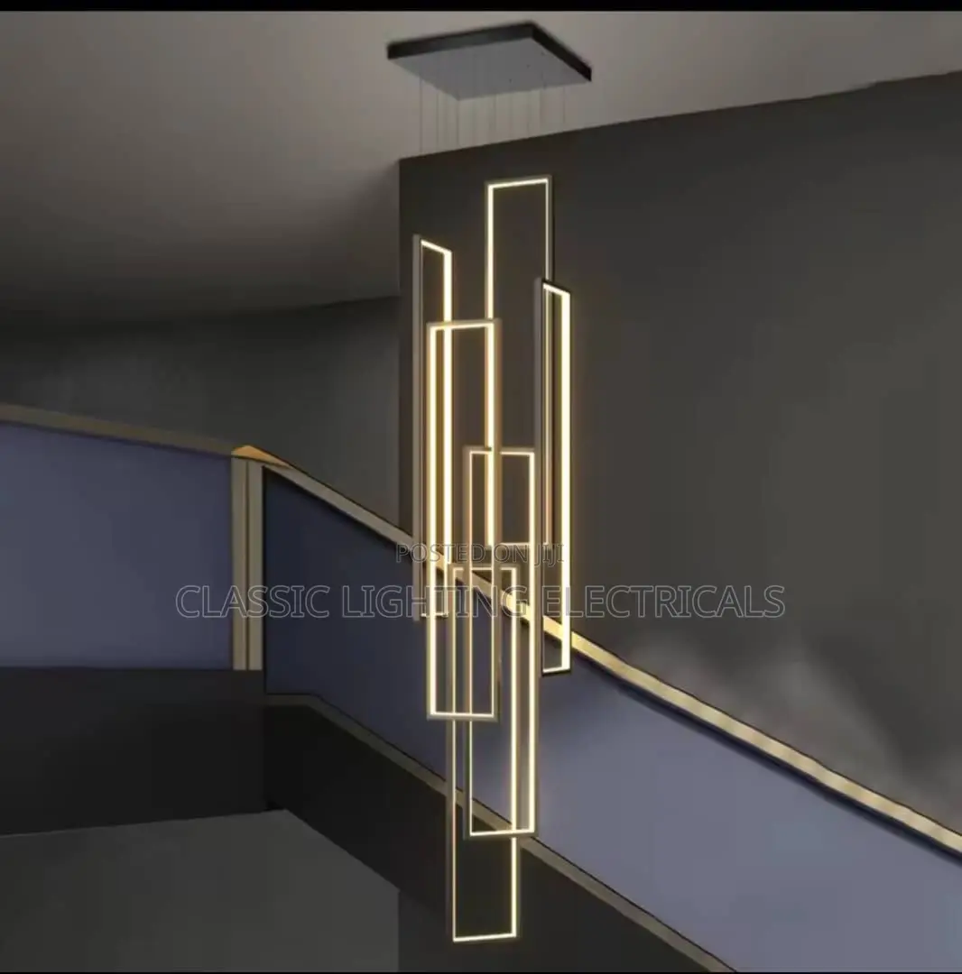 Modern Nordic Luxury Loft LED Stair Long Chandelier
