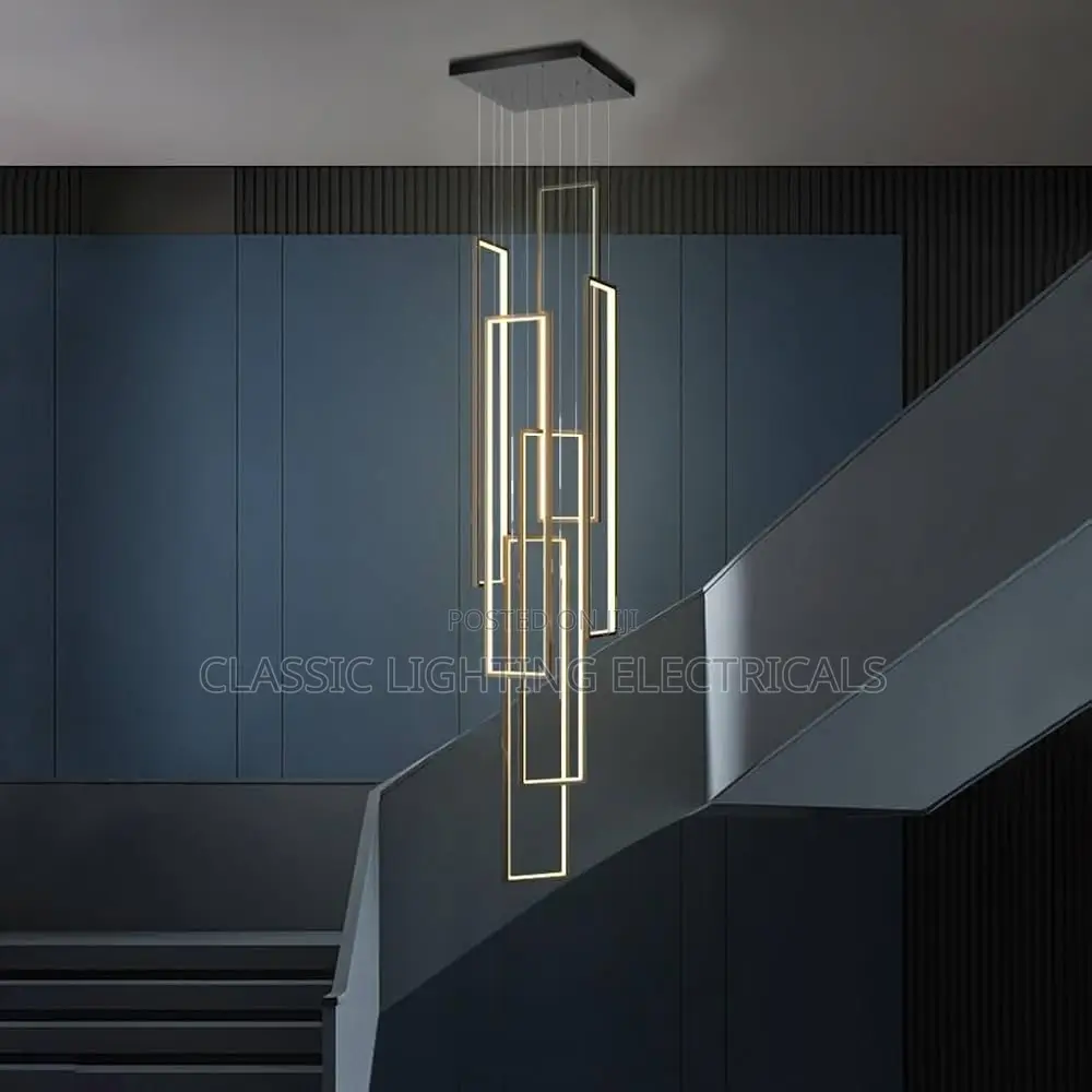 Modern Nordic Luxury Loft LED Stair Long Chandelier