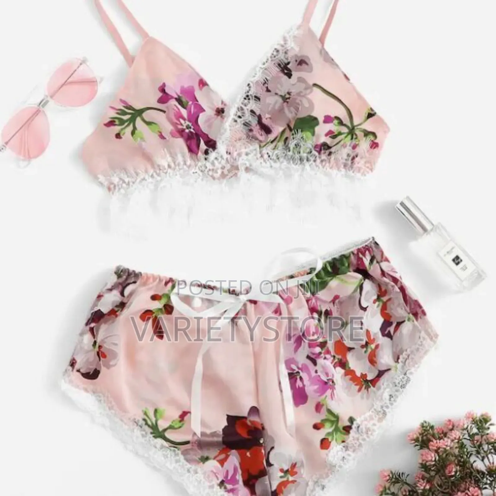 Sexy Printed Lace Elastic Pajamas Two Piece Set