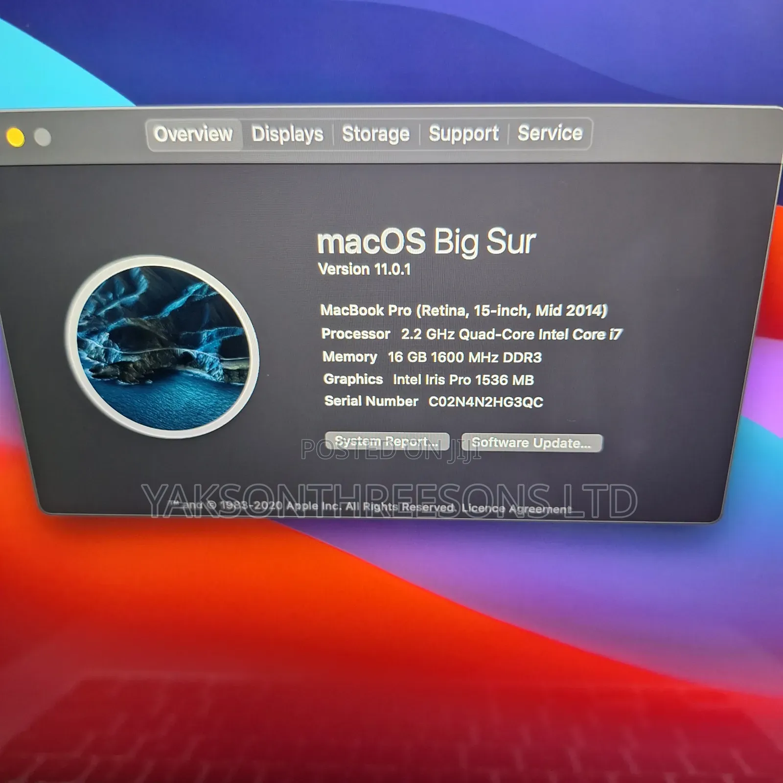 Laptop Apple MacBook Pro 2014 16GB Intel Core I7 SSD 256GB