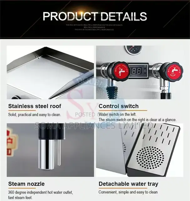 10l Commercial Hot Water Dispenser, Milk Frother and Steamer