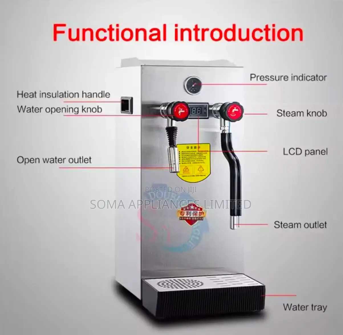 10l Commercial Hot Water Dispenser, Milk Frother and Steamer