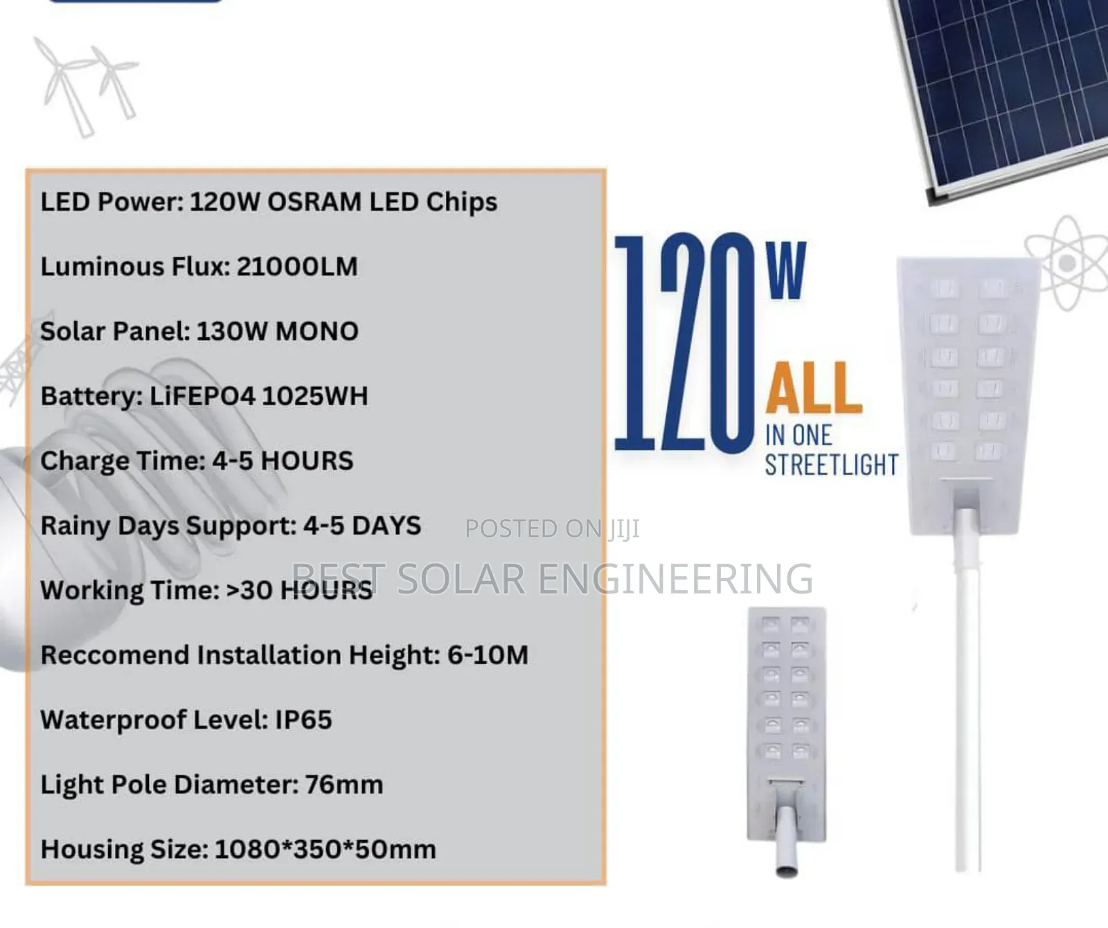 120w Solar Street Light 12eyes