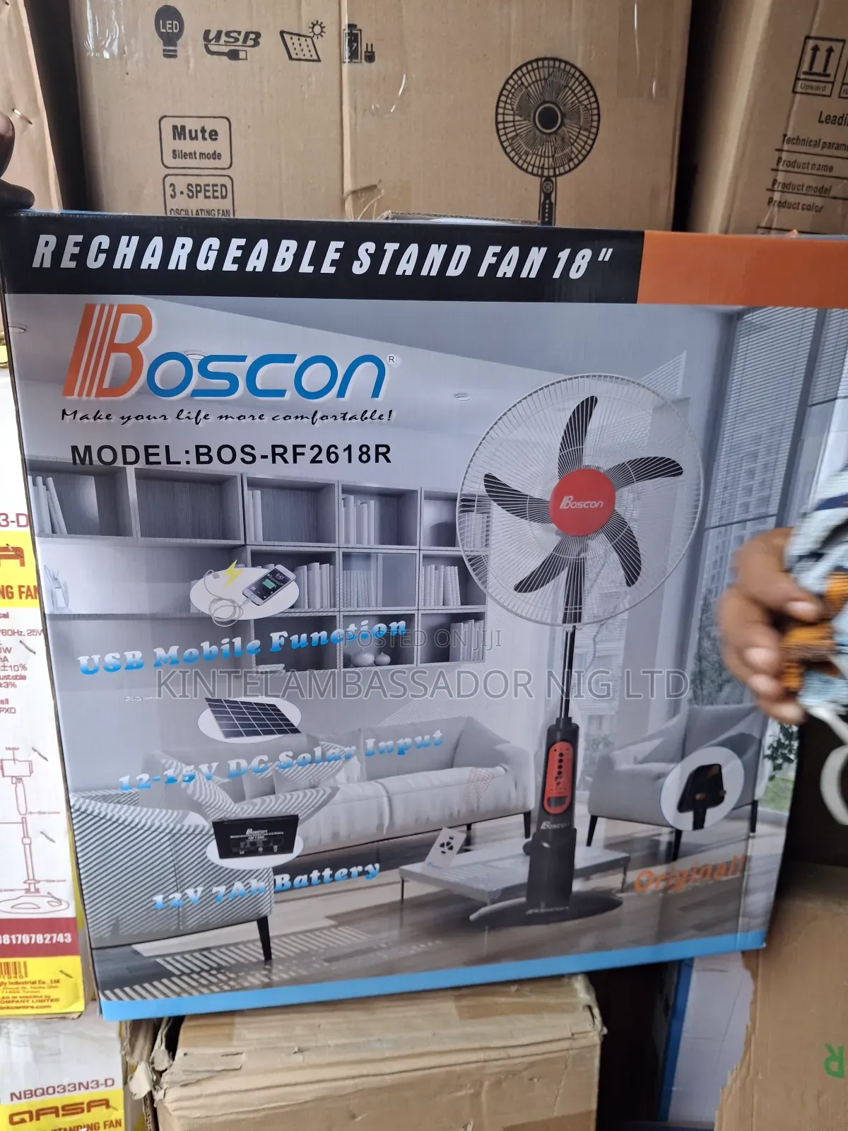 Boscon Rechargeable Standing Fan 18"