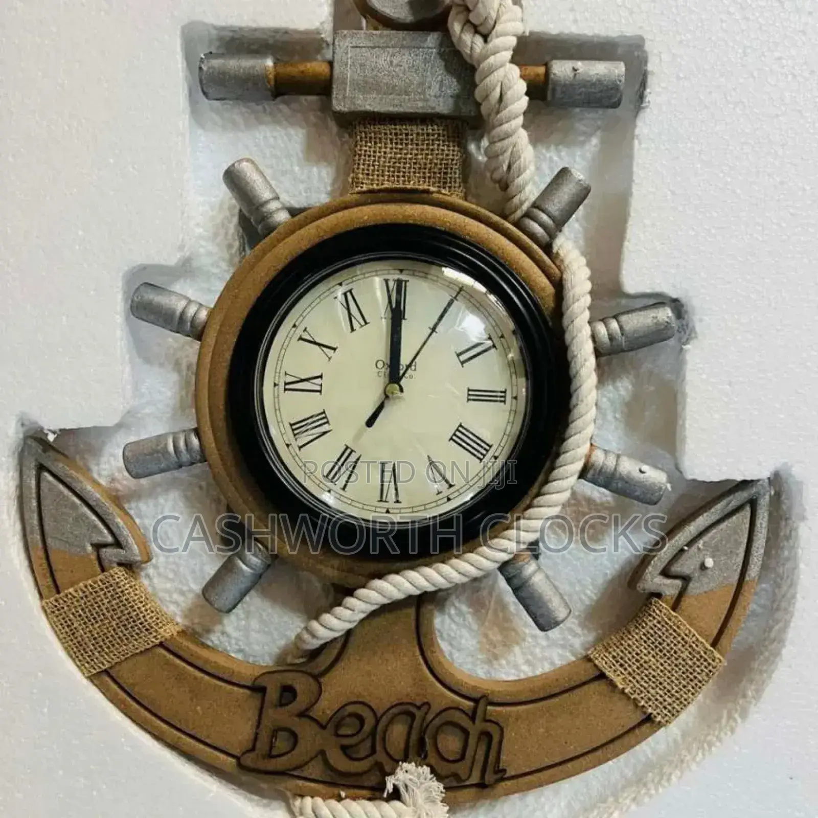 45x35cm Wooden Anchor Luxury Wall Clock