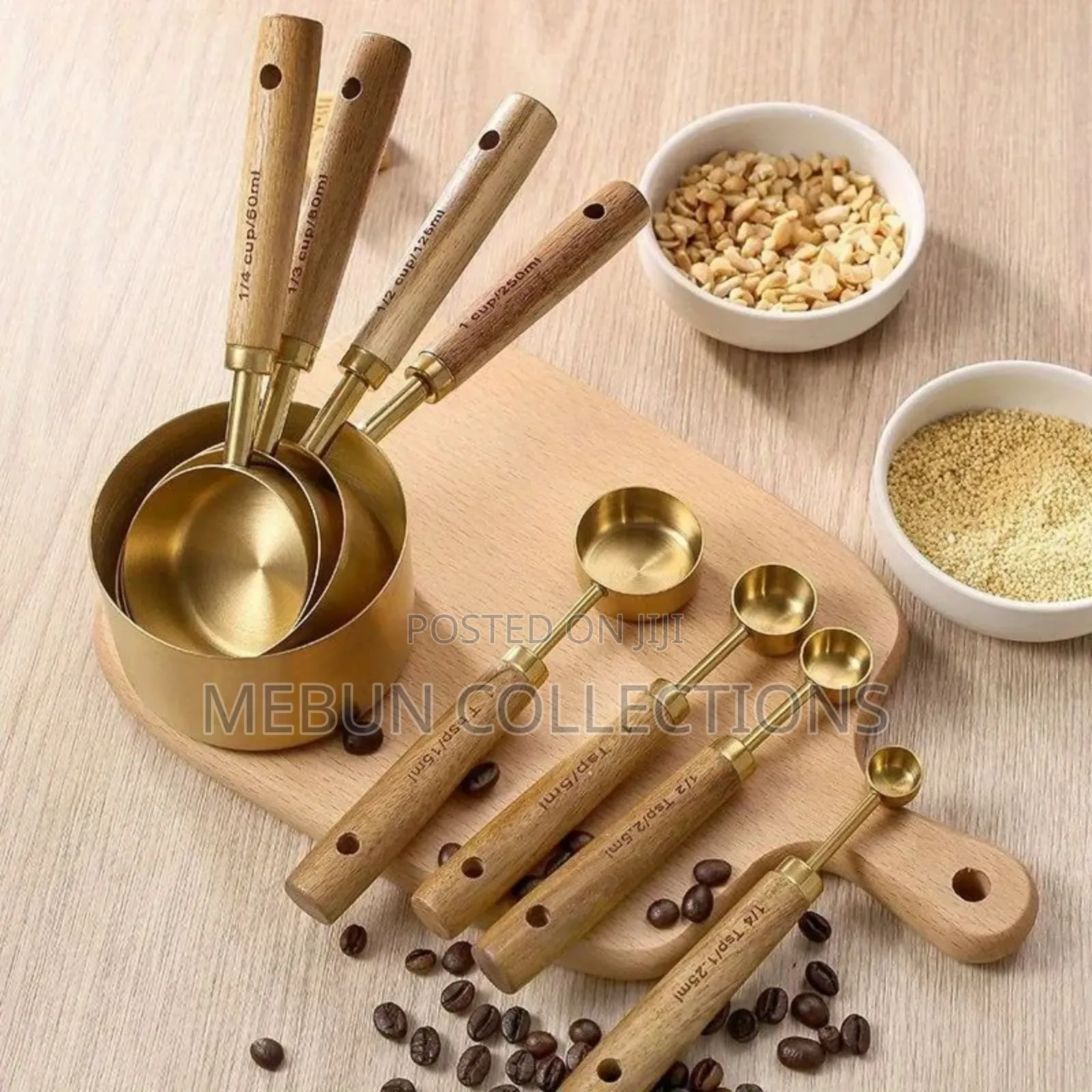 8pcs Gold-Plated Stainless Steel Measuring Cup/Spoon