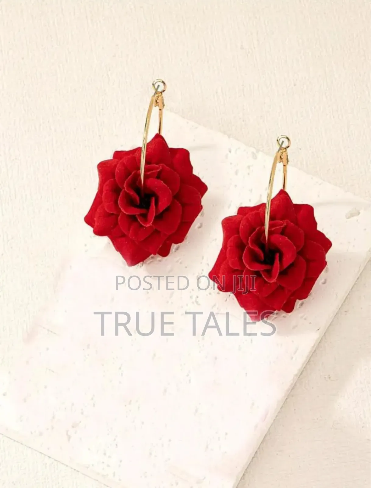 Elegant Red Colour Flower Design Earrings