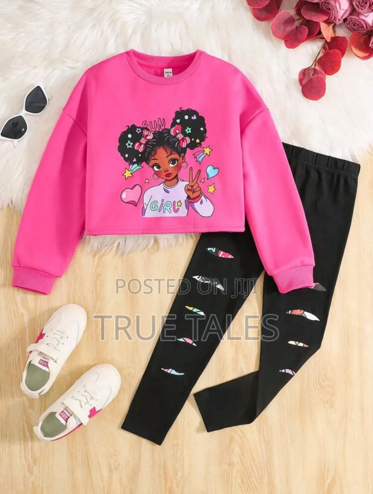 Long Sleeves Crop Top With Patterned Slacks Age 11 to 13