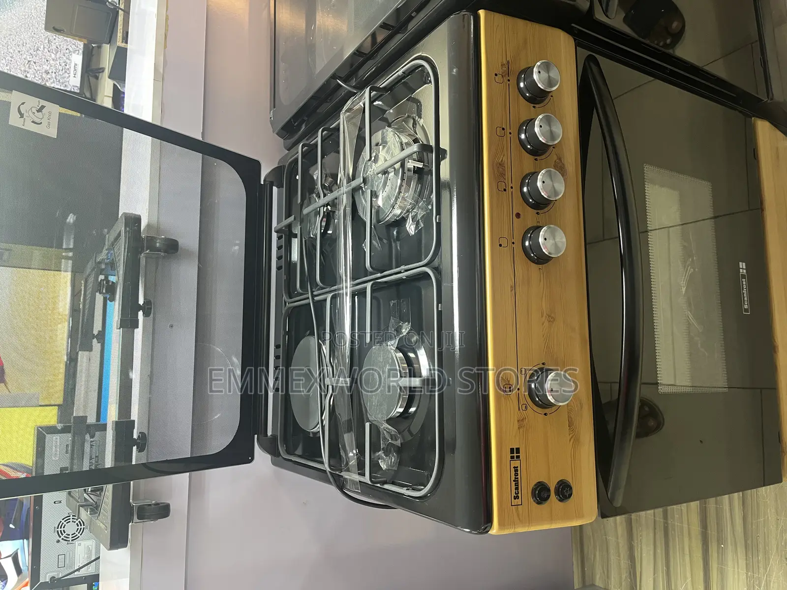 SCANFROST Cooker 60*60 Wood 3gas 1electric