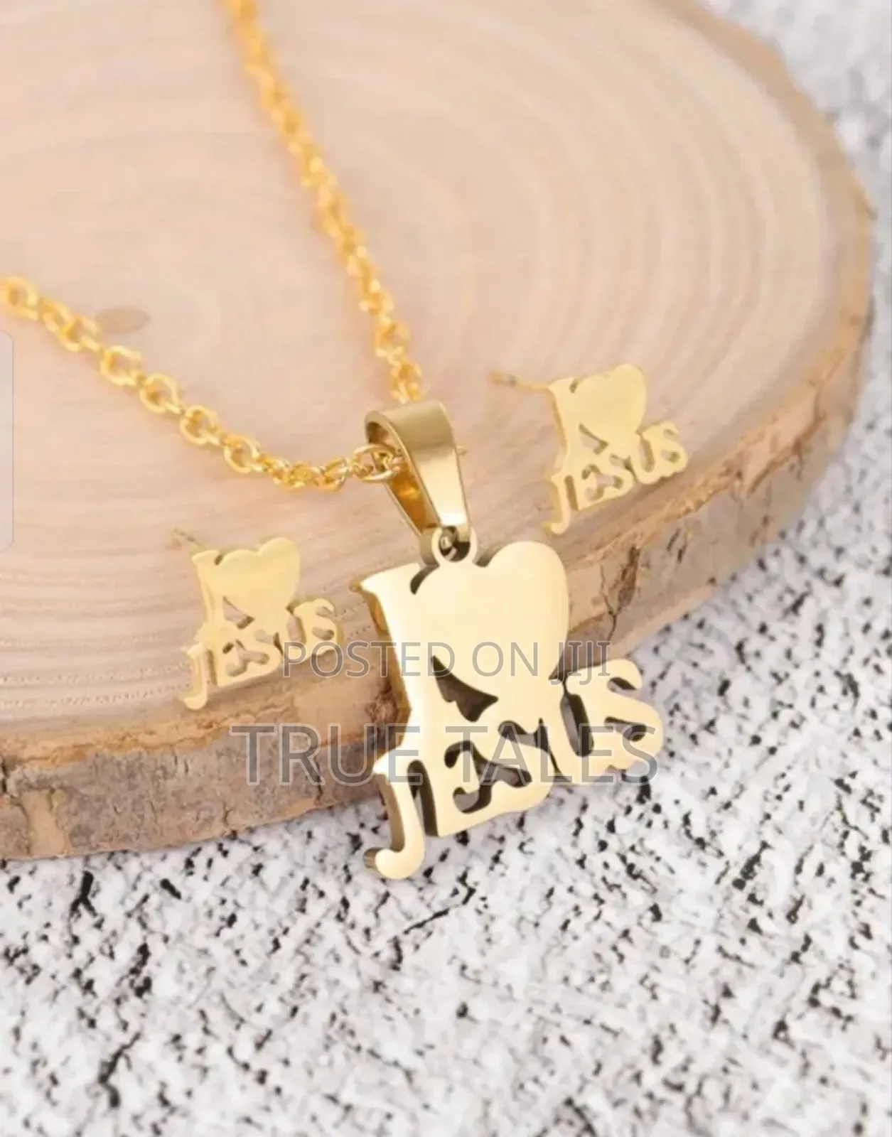 I Love JESUS 4 PCS Set- Earrings Necklace With Pendant Set