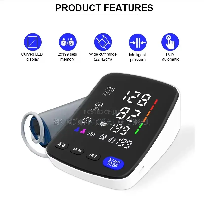 Digital Blood Monitor Pressure With LED Curved Screen BP