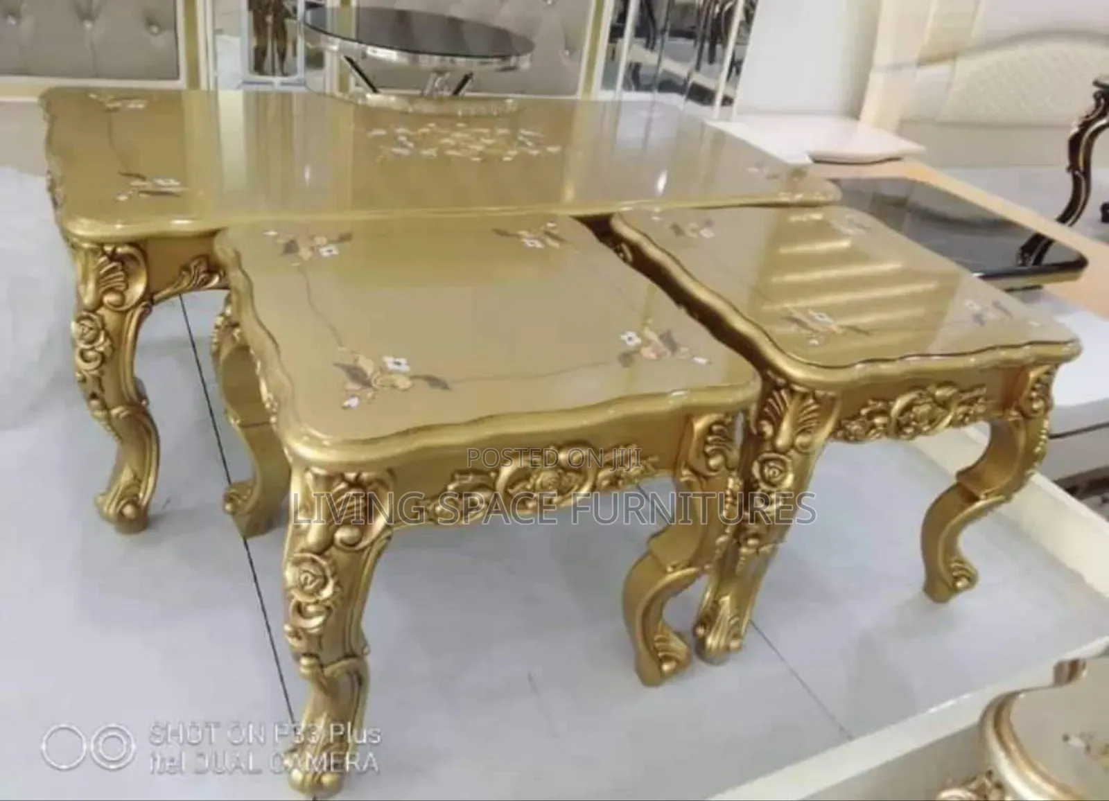 Royal Wooden Top Center Table With 2 Side Stools
