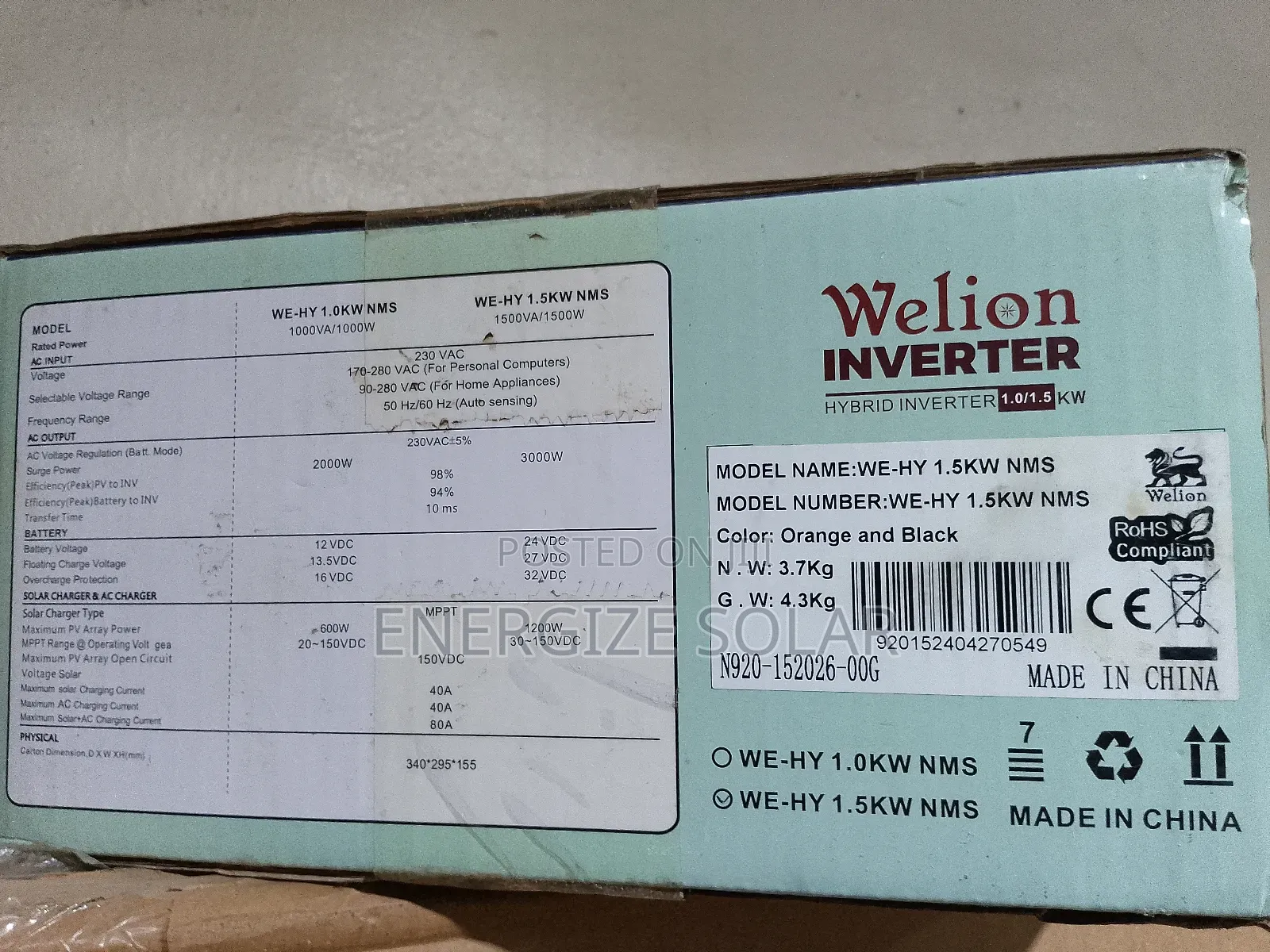 1.5kva 12v Welion Hybrid Inverter