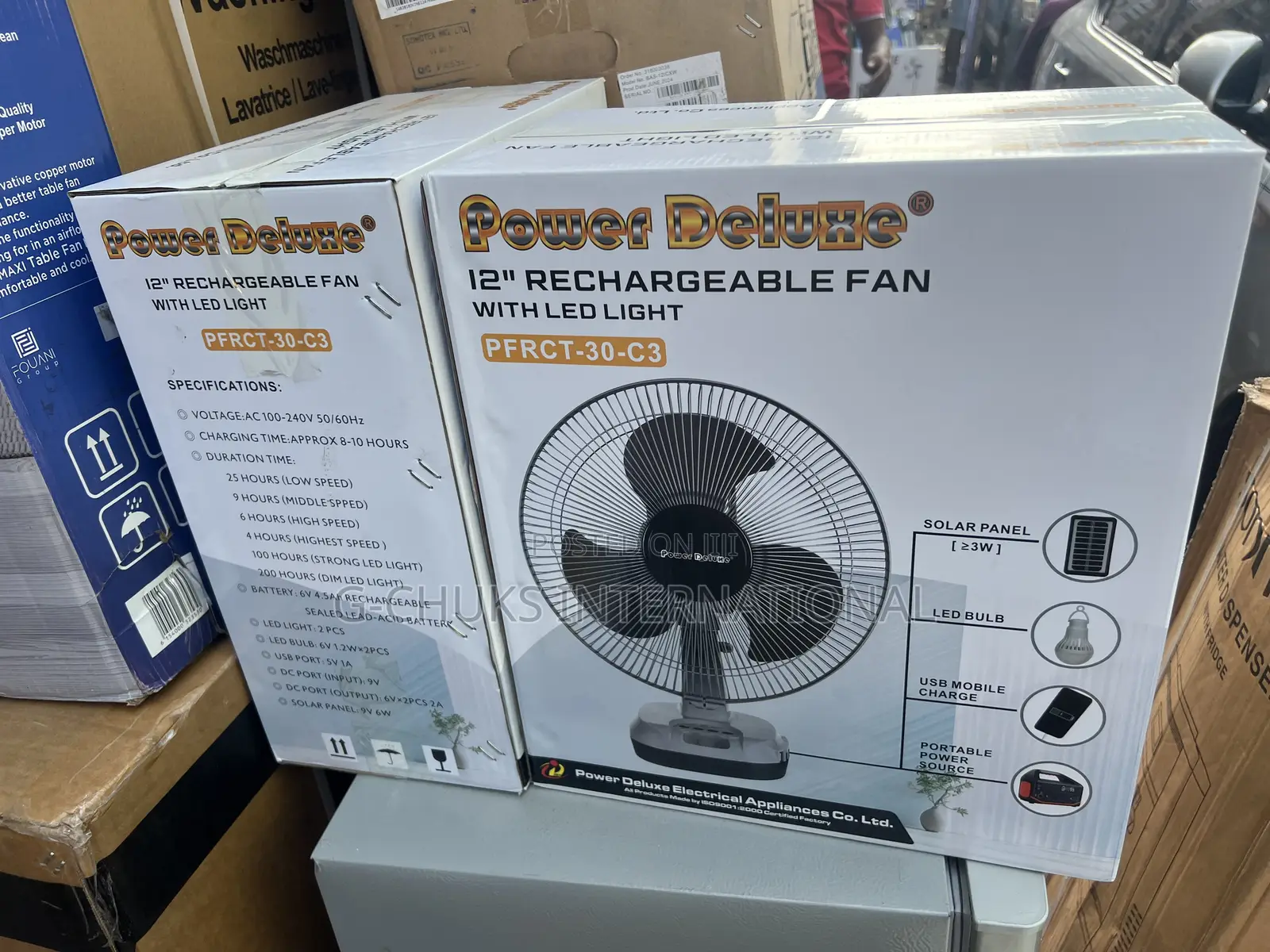 Power Delusie 12" Rechargeable Fan With LED Light